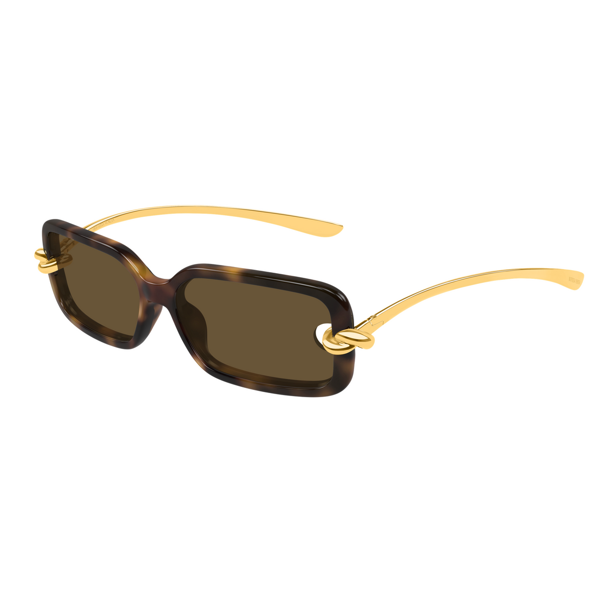 Bottega Veneta BV1439S Écaille Havane Doré 002 de trois-quarts - Les Lunettes de Pauline