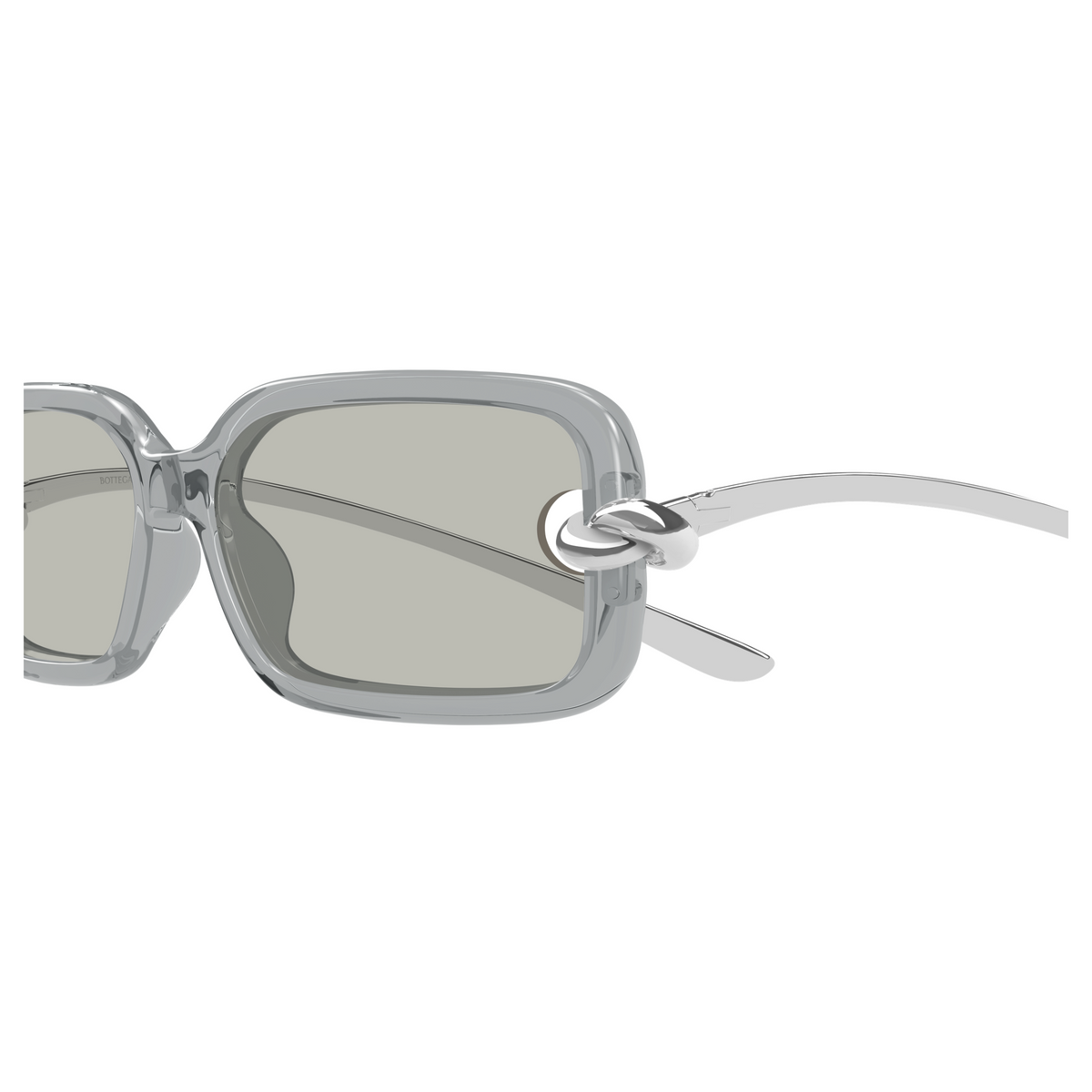 Bottega Veneta BV1439S Gris Cristal Argenté 004 en détail des branches - Les Lunettes de Pauline