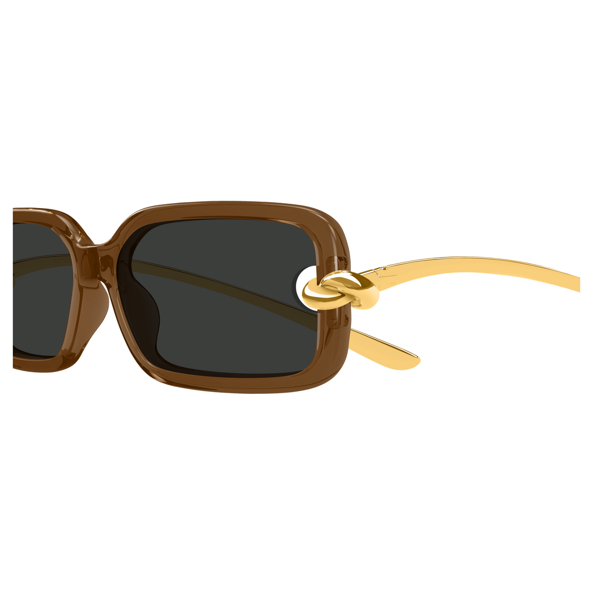 Bottega Veneta BV1439S Brun Ambré Doré 005 en détail des branches - Les Lunettes de Pauline