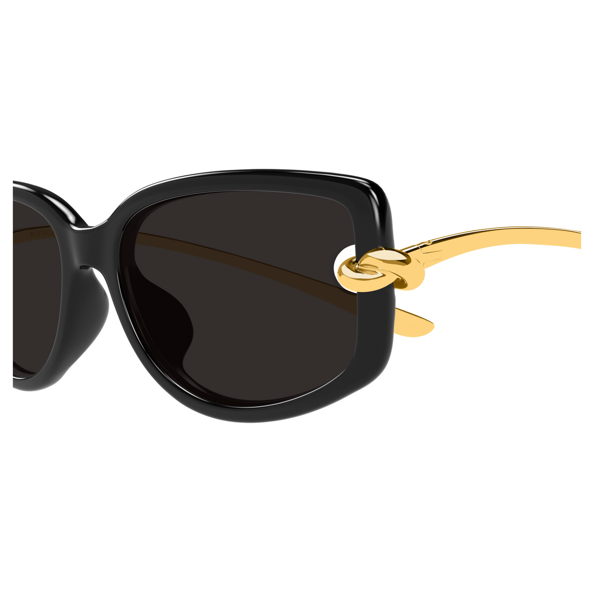 Bottega Veneta BV1440SA Noir Doré 001 en détail des branches - Les Lunettes de Pauline
