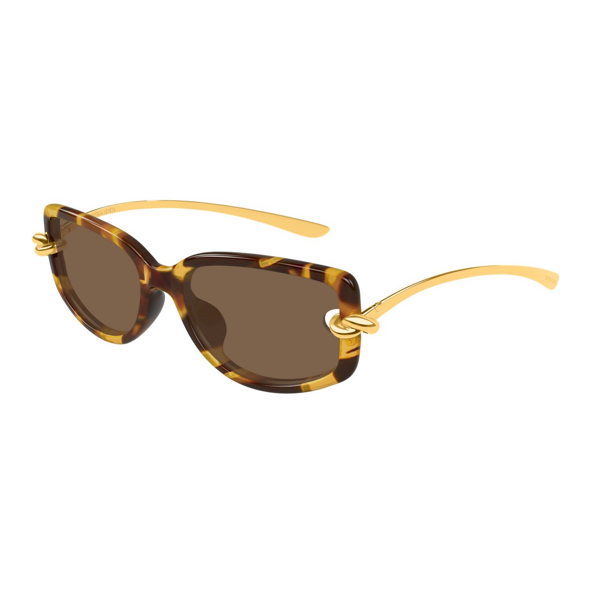 Bottega Veneta BV1440SA Écaille Havane Doré 002 de trois-quarts - Les Lunettes de Pauline