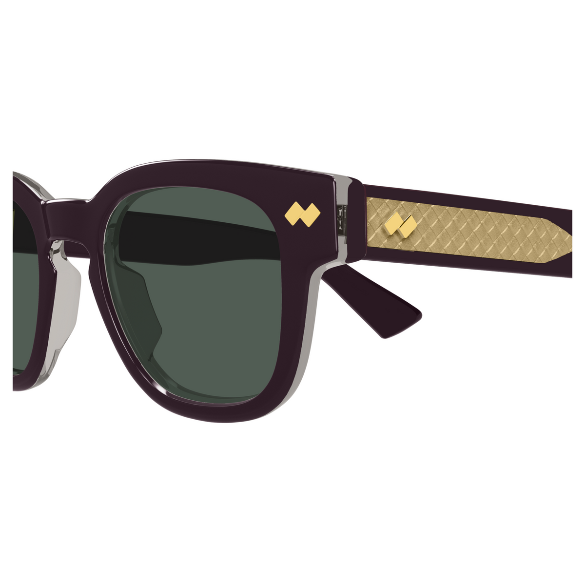 Bottega Veneta BV1441S Prune 004 en détail des branches - Les Lunettes de Pauline