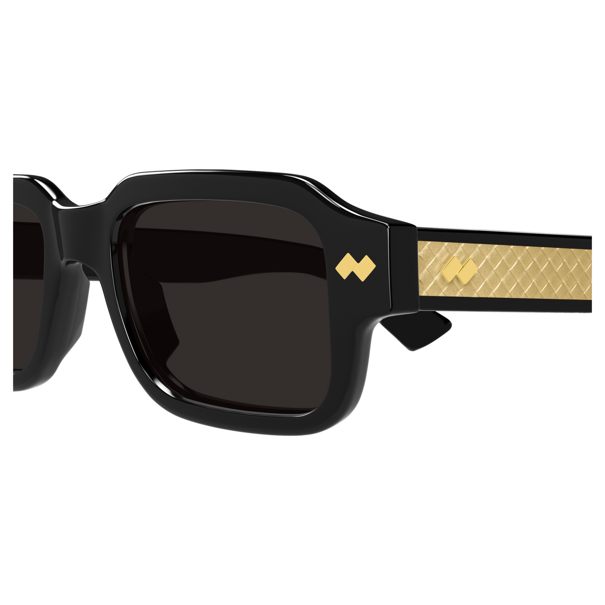 Bottega Veneta BV1442S Noir 001 en détail des branches - Les Lunettes de Pauline