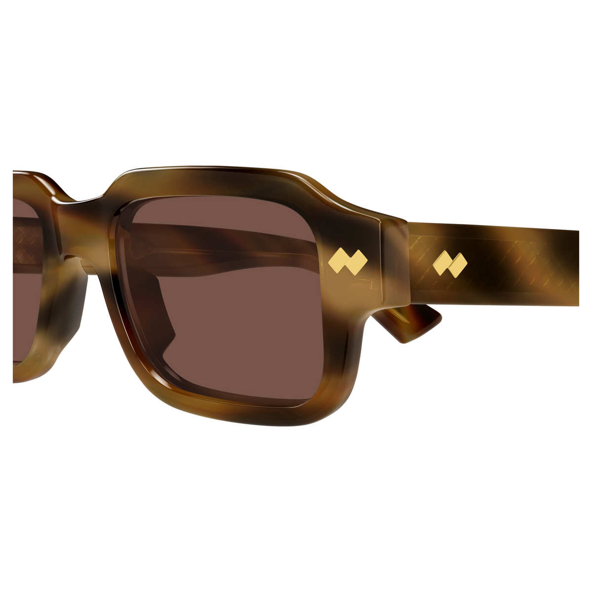 Bottega Veneta BV1442S Écaille Havane 002 en détail des branches - Les Lunettes de Pauline