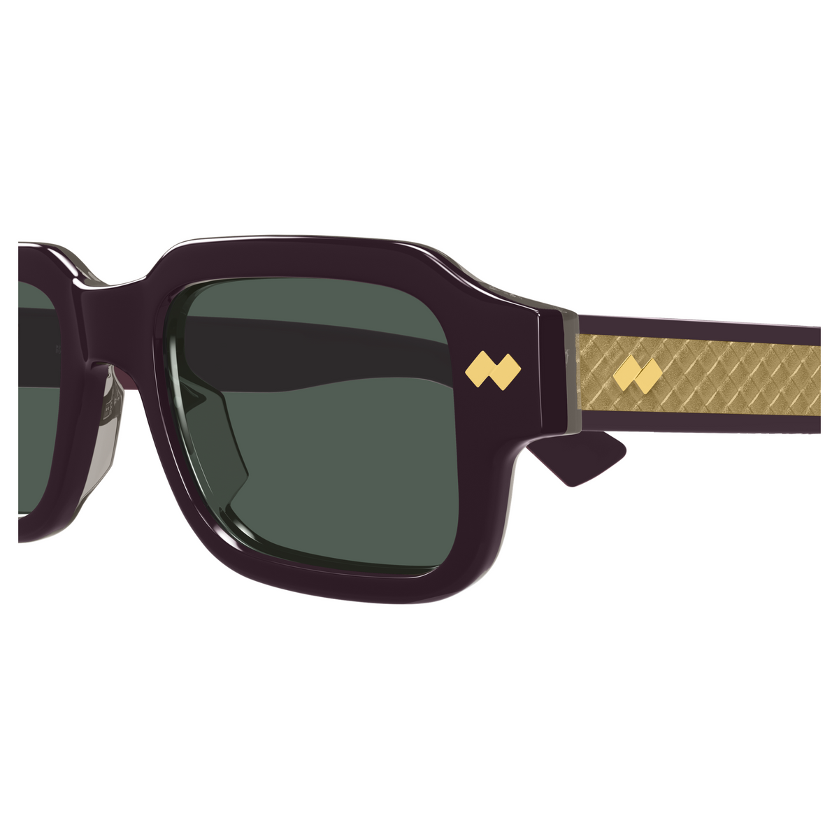 Bottega Veneta BV1442S Prune 004 en détail des branches - Les Lunettes de Pauline