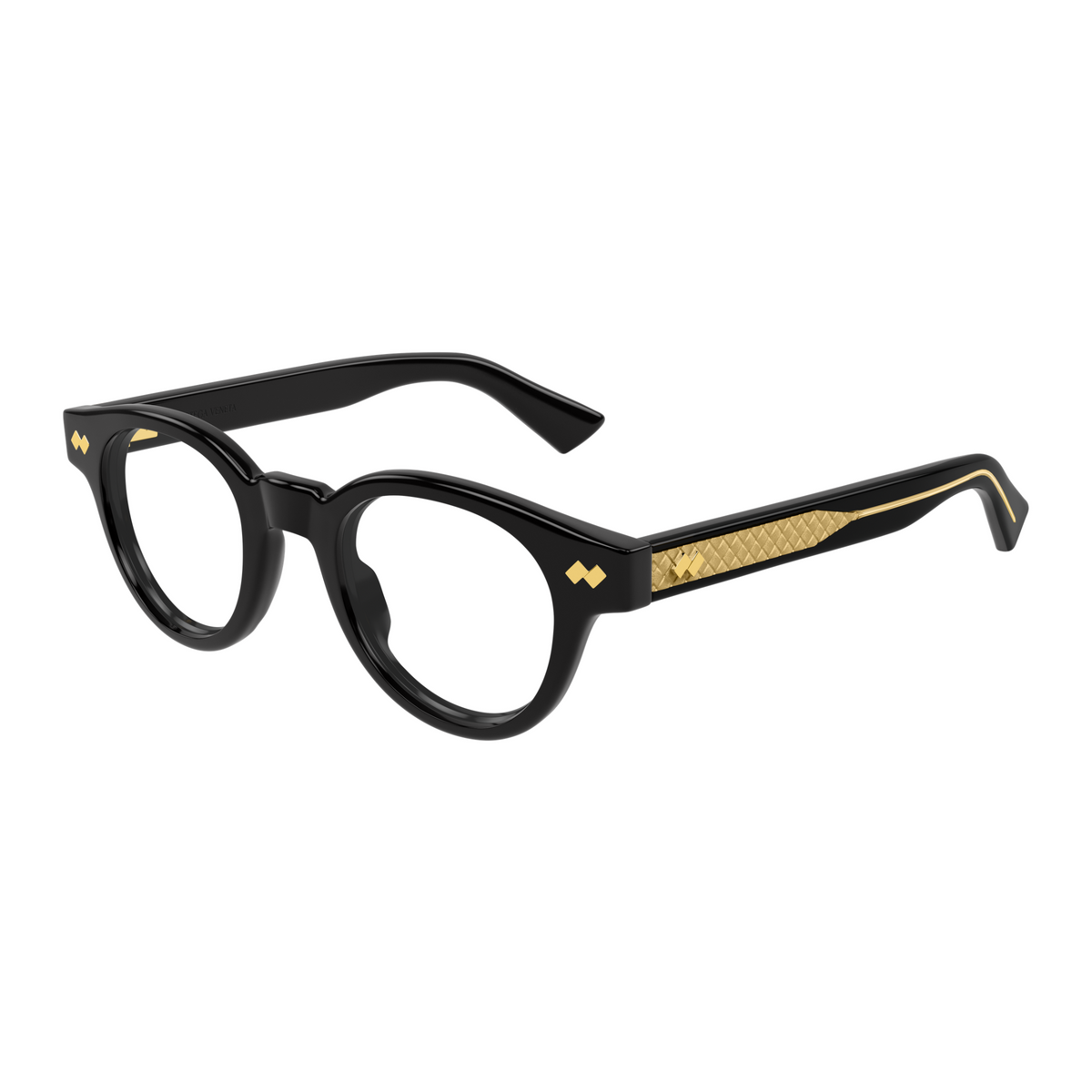 Bottega Veneta BV1443O Noir 001 de trois-quarts - Les Lunettes de Pauline