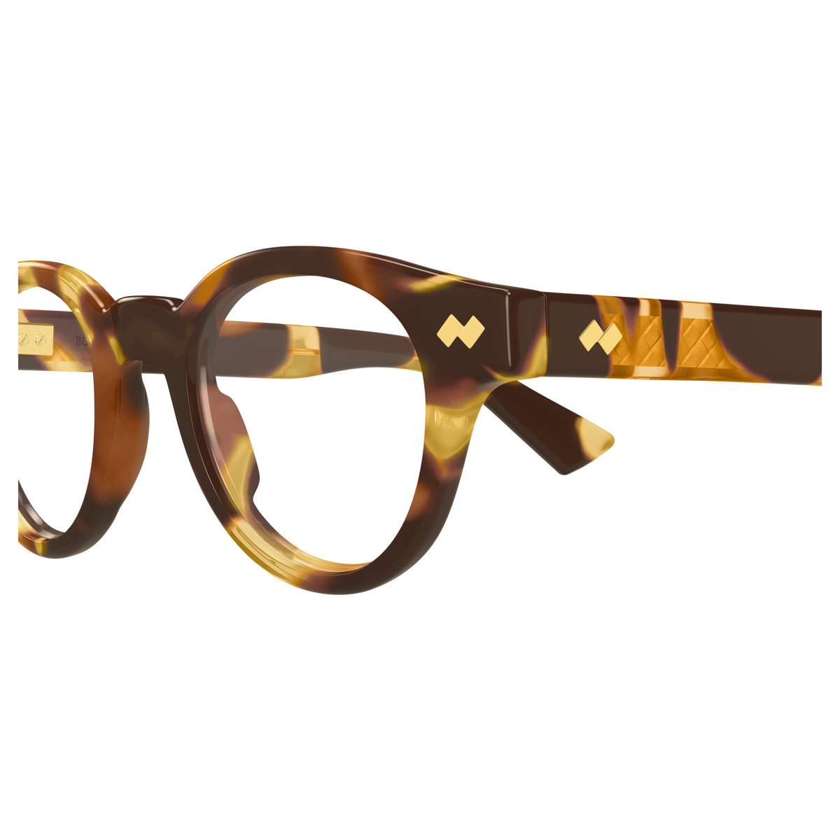 Bottega Veneta BV1443O Écaille Havane 002 en détail des branches - Les Lunettes de Pauline
