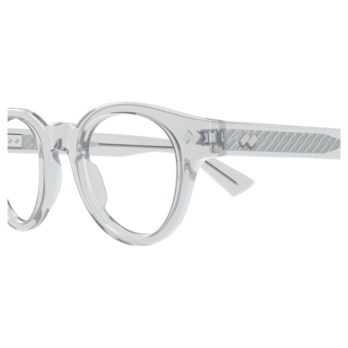 Bottega Veneta BV1443O Gris Cristal 003 en détail des branches - Les Lunettes de Pauline