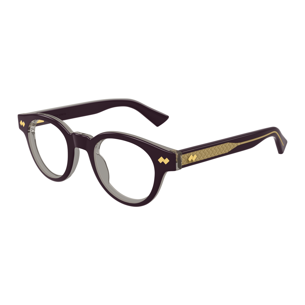 Bottega Veneta BV1443O Prune 004 de trois-quarts - Les Lunettes de Pauline