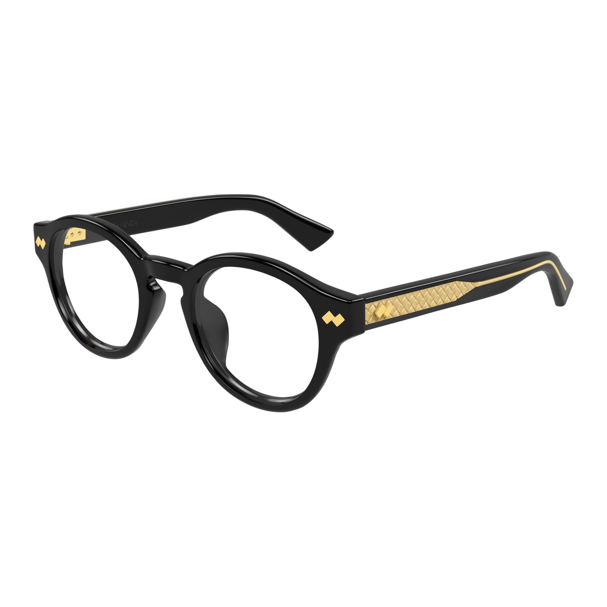 Bottega Veneta BV1444OA Noir 001 de trois-quarts - Les Lunettes de Pauline