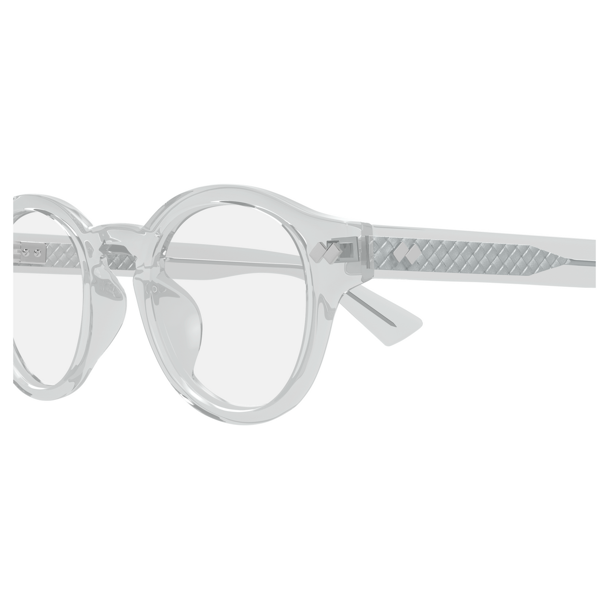 Bottega Veneta BV1444OA Gris Cristal 003 en détail des branches - Les Lunettes de Pauline