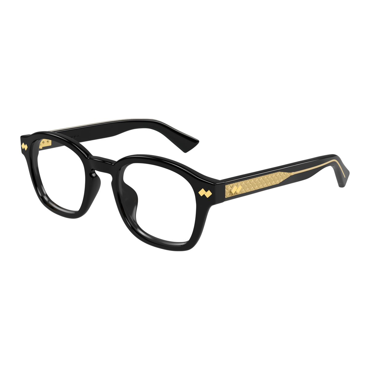 Bottega Veneta BV1445OA Noir 001 de trois-quarts - Les Lunettes de Pauline