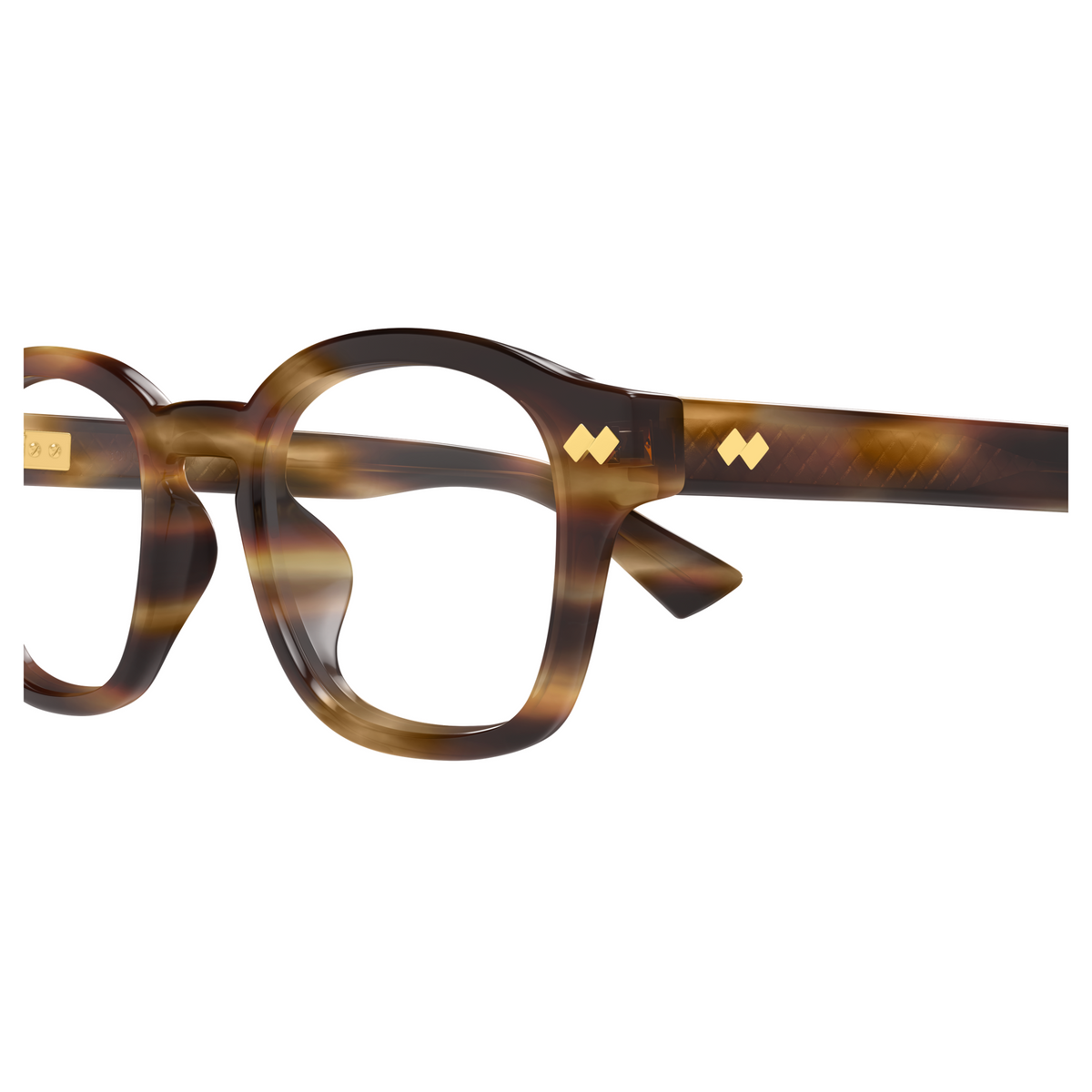 Bottega Veneta BV1445OA Écaille Havane 002 en détail des branches - Les Lunettes de Pauline