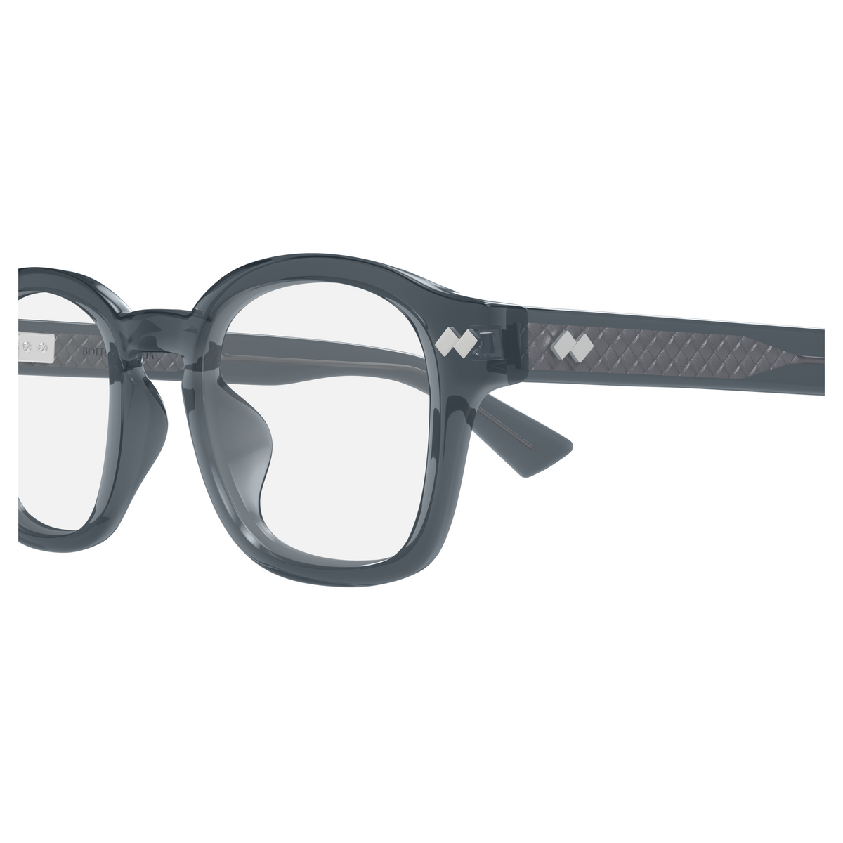 Bottega Veneta BV1445OA Gris Ardoise 003 en détail des branches - Les Lunettes de Pauline