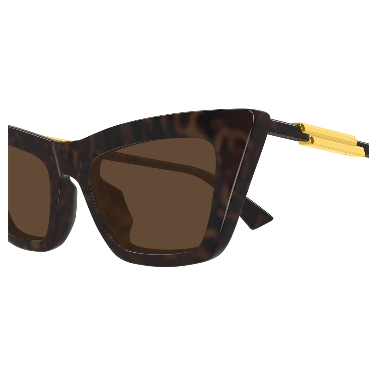 Bottega Veneta BV1446S Écaille Havane 002 en détail des branches - Les Lunettes de Pauline