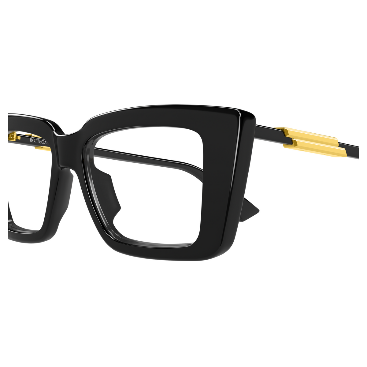 Bottega Veneta BV1448O Noir 001 en détail des branches - Les Lunettes de Pauline