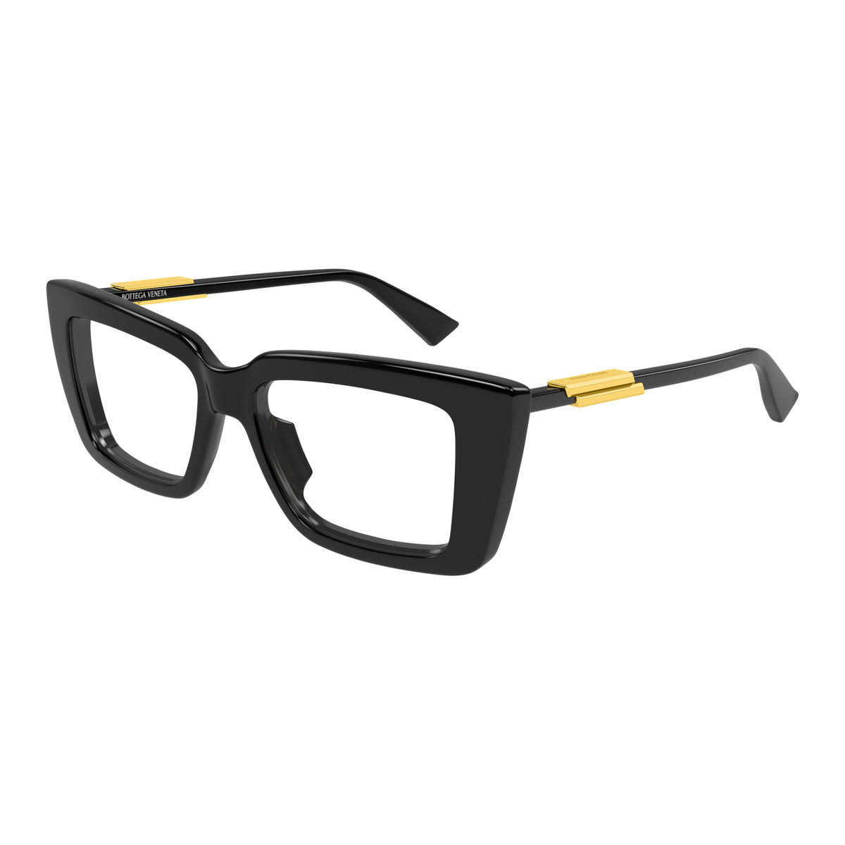 Bottega Veneta BV1448O Noir 001 de trois-quarts - Les Lunettes de Pauline