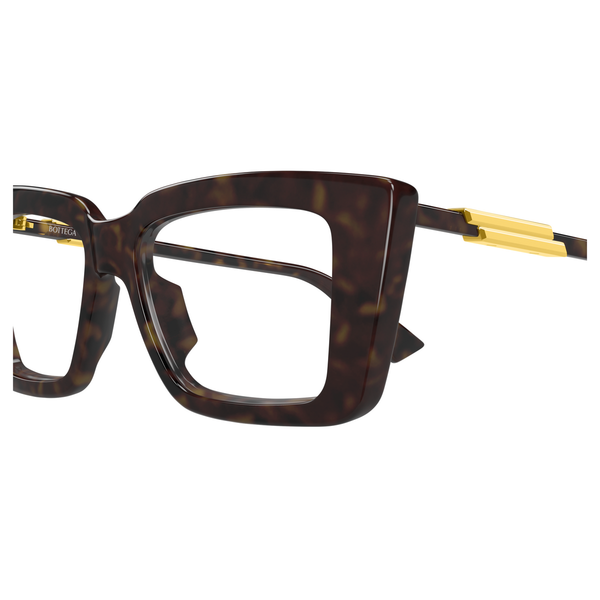 Bottega Veneta BV1448O Écaille Havane 002 en détail des branches - Les Lunettes de Pauline