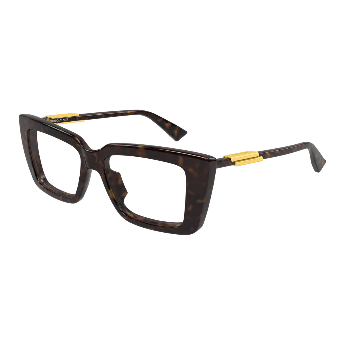 Bottega Veneta BV1448O Écaille Havane 002 de trois-quarts - Les Lunettes de Pauline