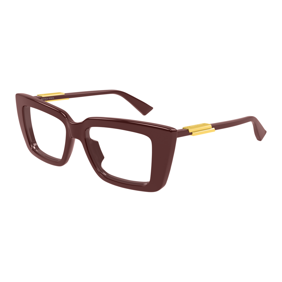 Bottega Veneta BV1448O Bordeaux 004 de trois-quarts - Les Lunettes de Pauline