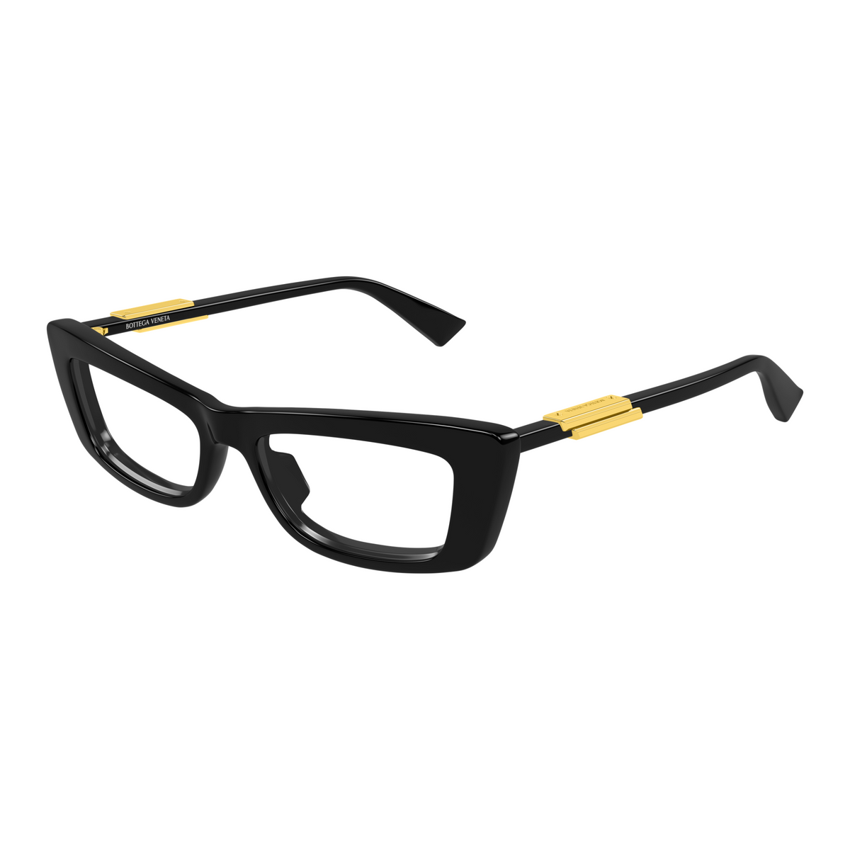 Bottega Veneta BV1449O Noir 52 001 de trois-quarts - Les Lunettes de Pauline