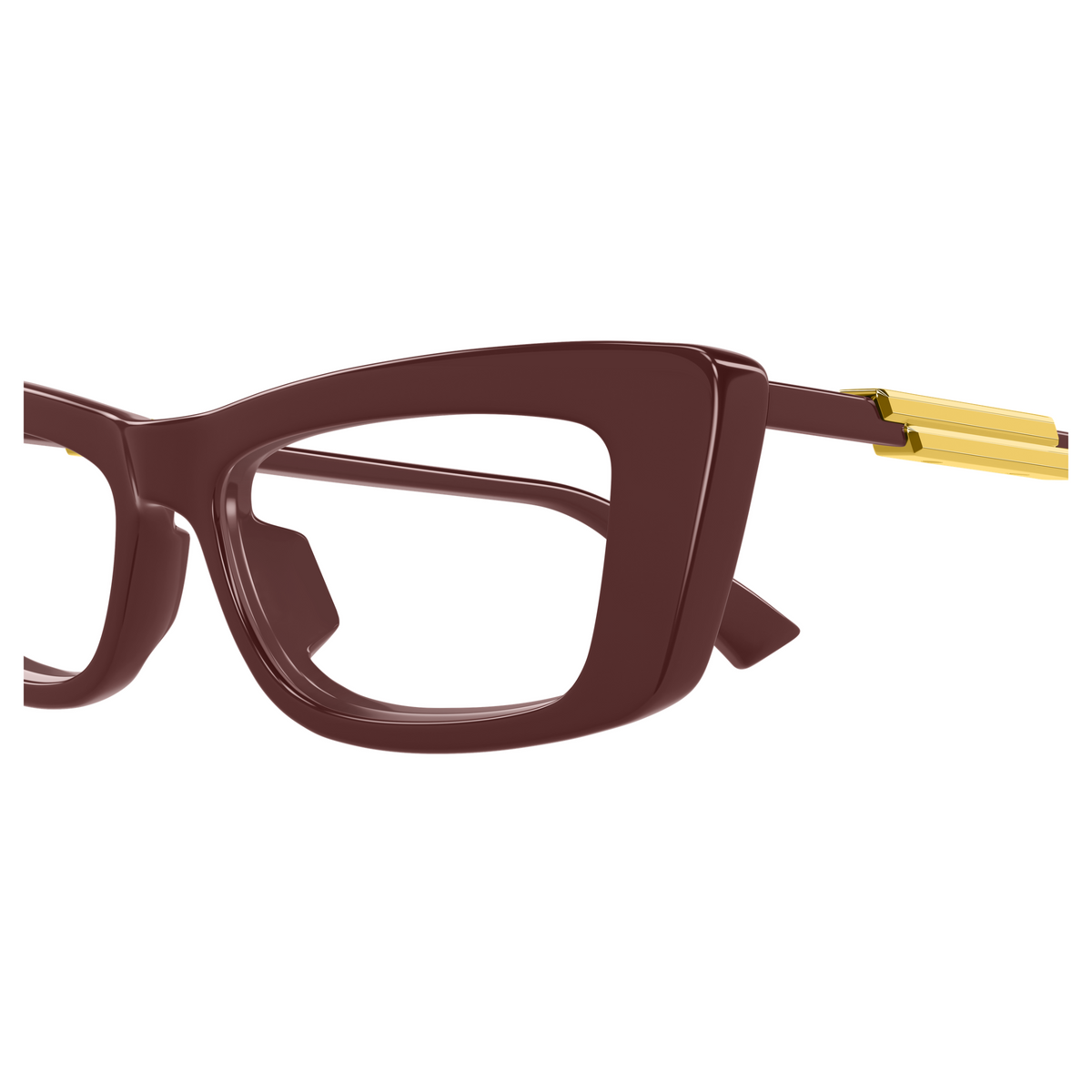 Bottega Veneta BV1449O Bordeaux 55 009 en détail des branches - Les Lunettes de Pauline