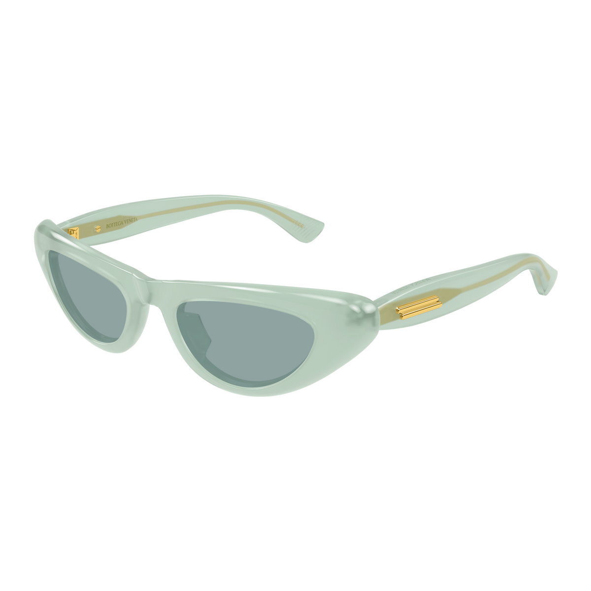 Bottega Veneta BV1450S Vert 003 de trois-quarts - Les Lunettes de Pauline
