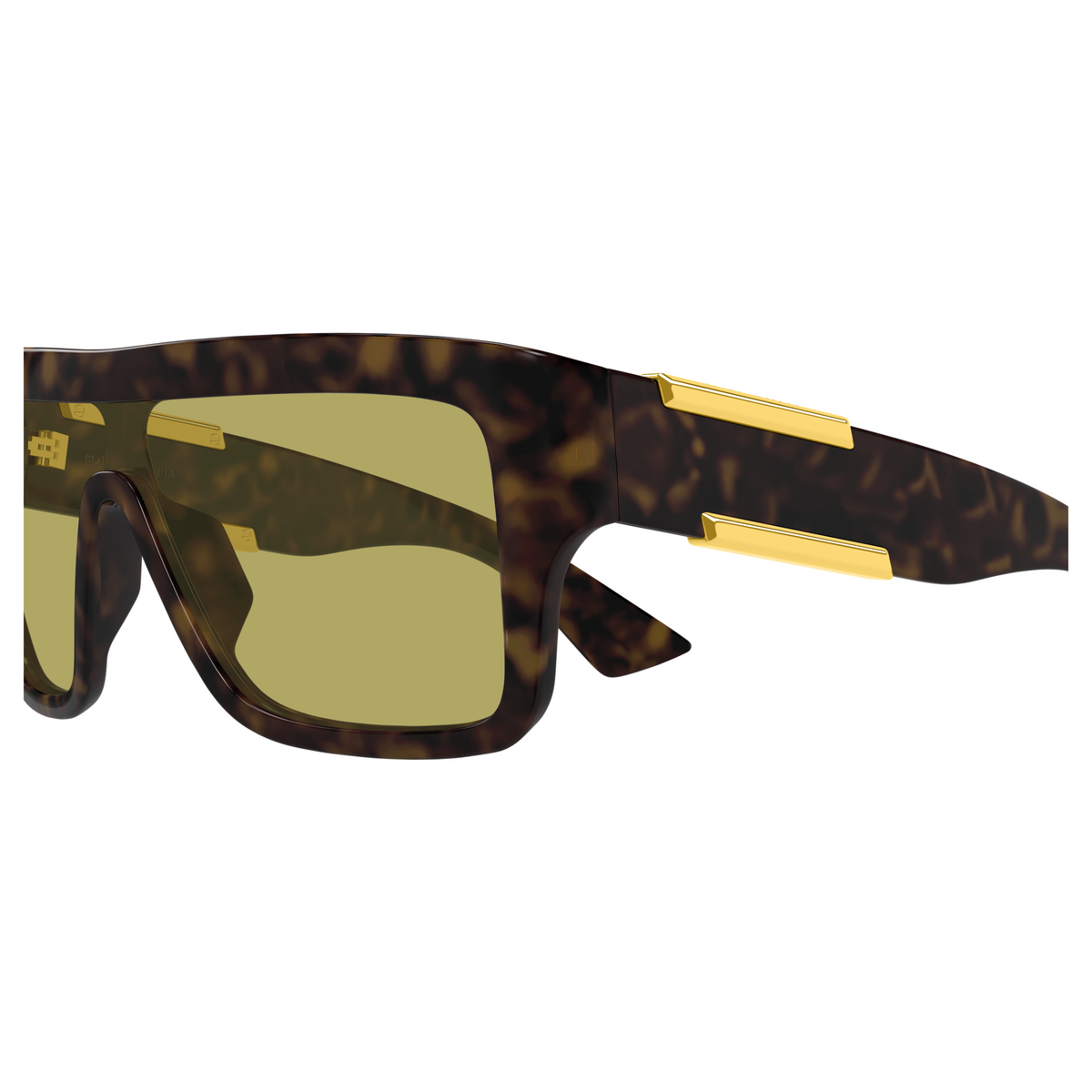 Bottega Veneta BV1451S Écaille Havane 002 en détail des branches - Les Lunettes de Pauline