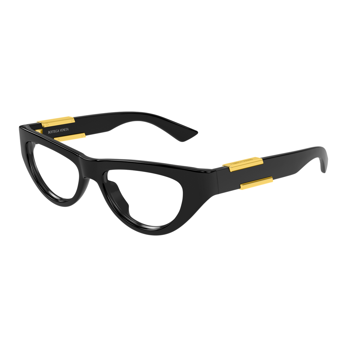 Bottega Veneta BV1454O Noir 001 de trois-quarts - Les Lunettes de Pauline