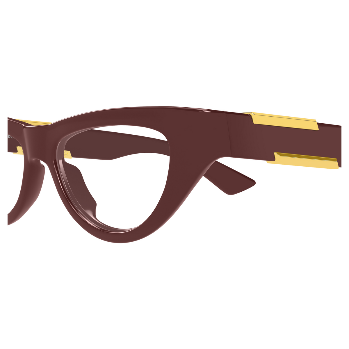 Bottega Veneta BV1454O Bordeaux 004 en détail des branches - Les Lunettes de Pauline
