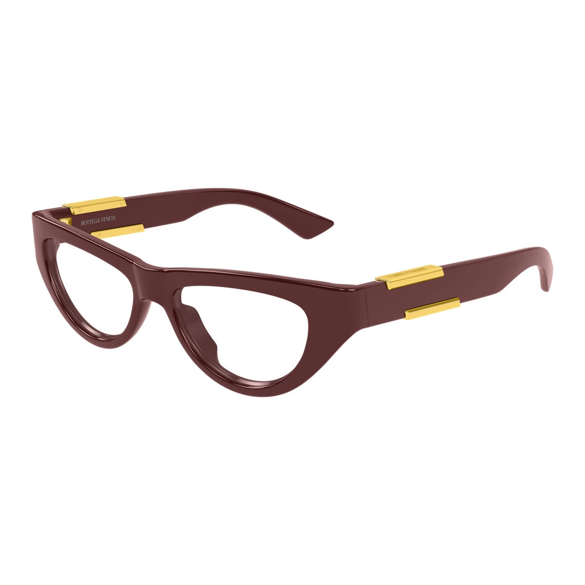 Bottega Veneta BV1454O Bordeaux 004 de trois-quarts - Les Lunettes de Pauline