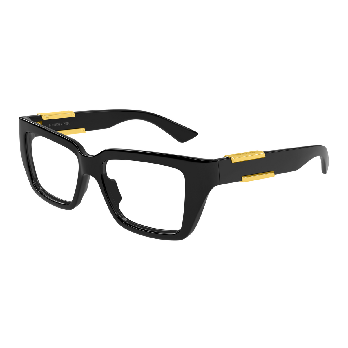 Bottega Veneta BV1455O Noir 001 de trois-quarts - Les Lunettes de Pauline