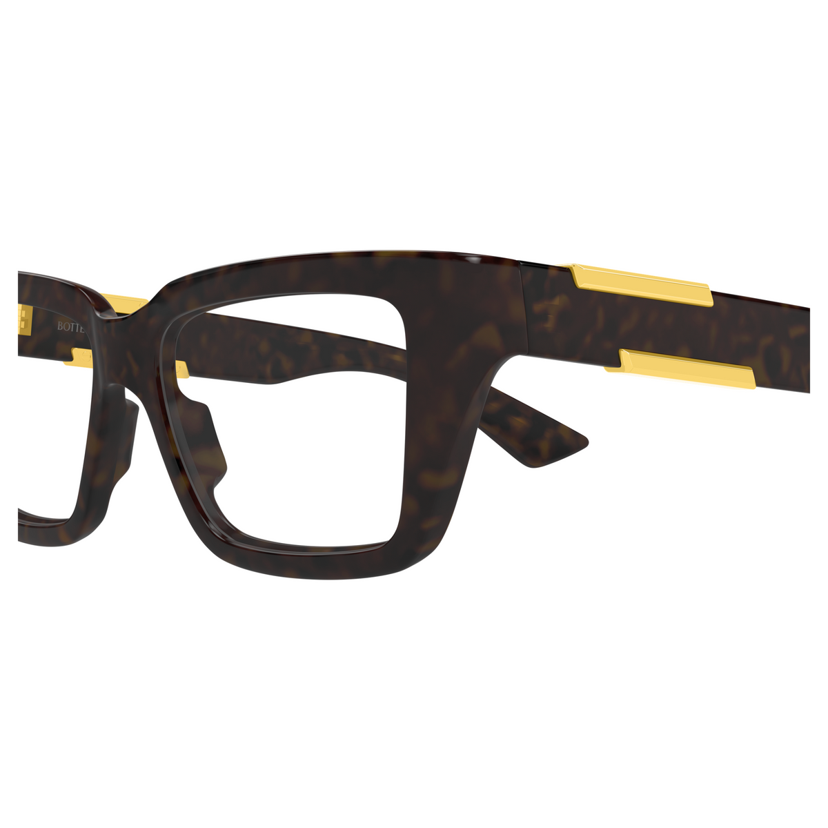 Bottega Veneta BV1455O Écaille Havane 002 en détail des branches - Les Lunettes de Pauline