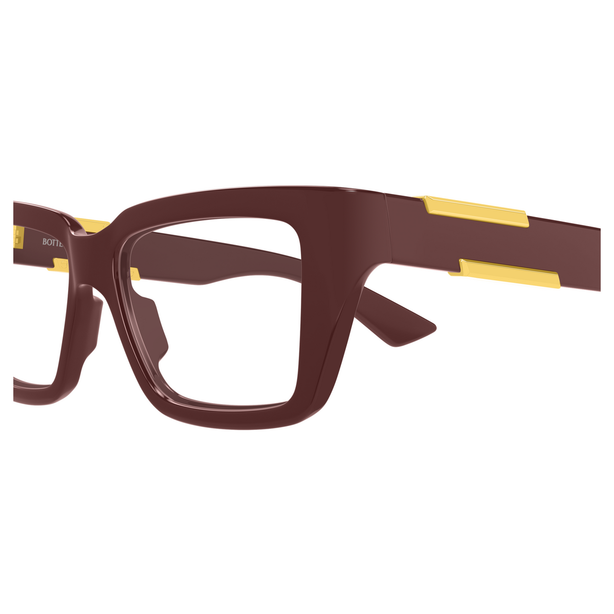 Bottega Veneta BV1455O Bordeaux 004 en détail des branches - Les Lunettes de Pauline