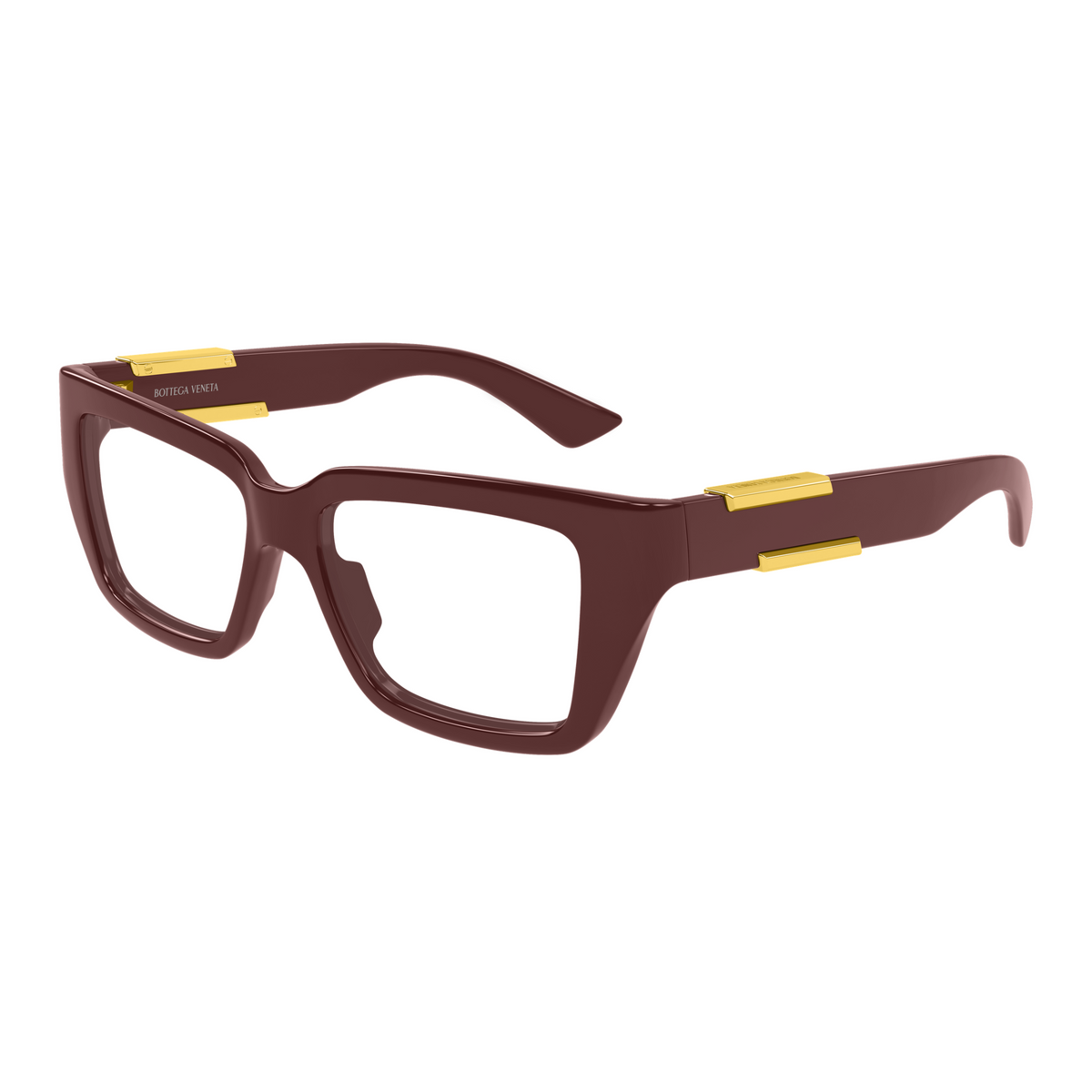 Bottega Veneta BV1455O Bordeaux 004 de trois-quarts - Les Lunettes de Pauline
