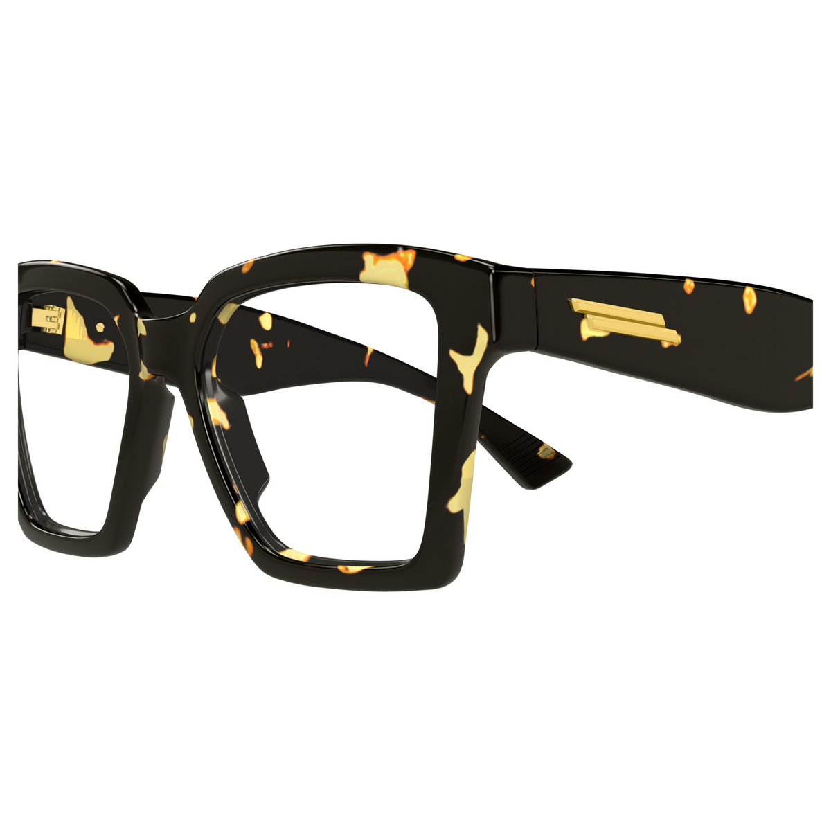 Bottega Veneta BV1458O Écaille Havane 002 en détail des branches - Les Lunettes de Pauline