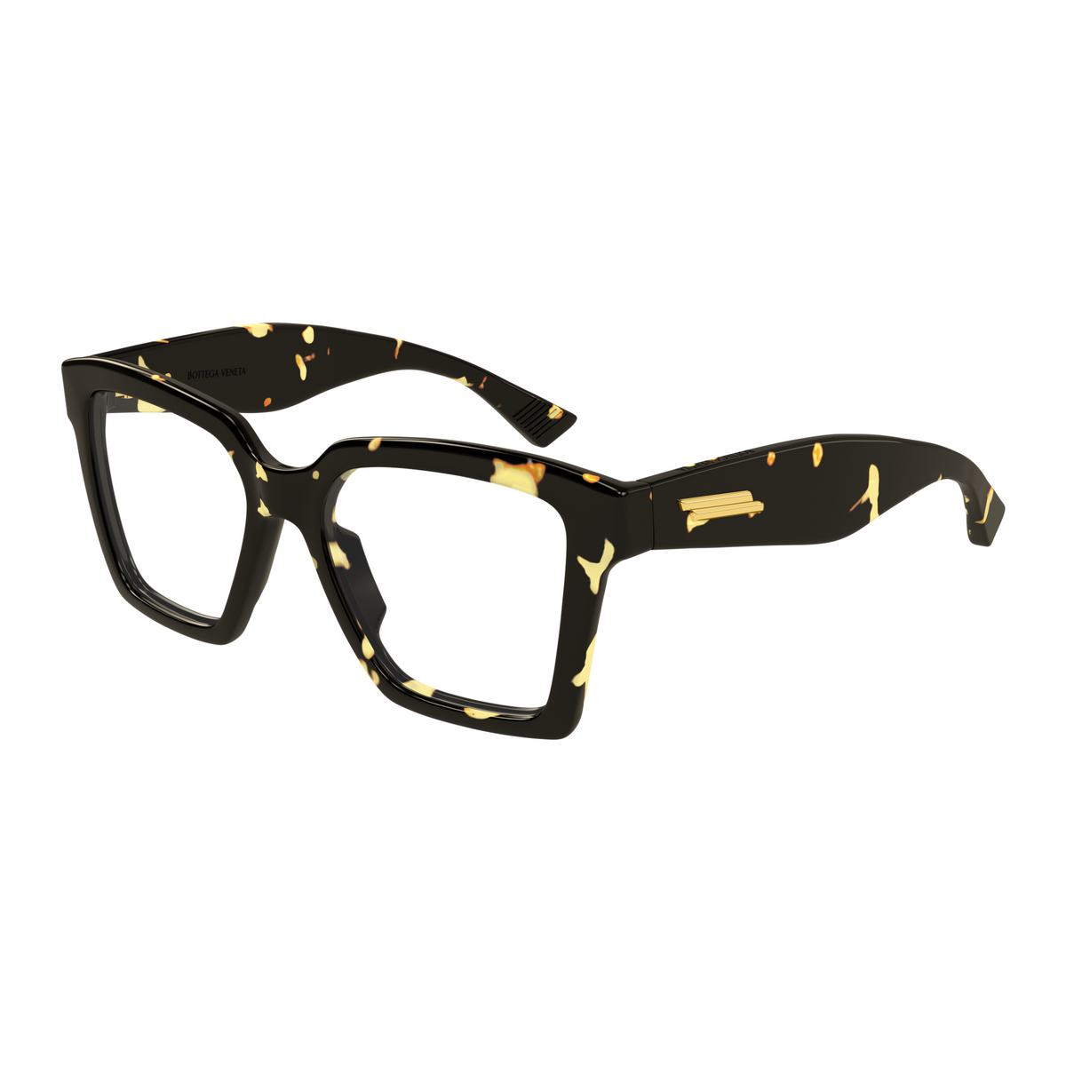Bottega Veneta BV1458O Écaille Havane 002 de trois-quarts - Les Lunettes de Pauline