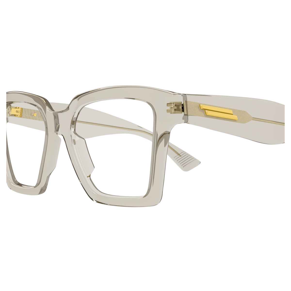 Bottega Veneta BV1458O Beige Cristal 003 en détail des branches - Les Lunettes de Pauline