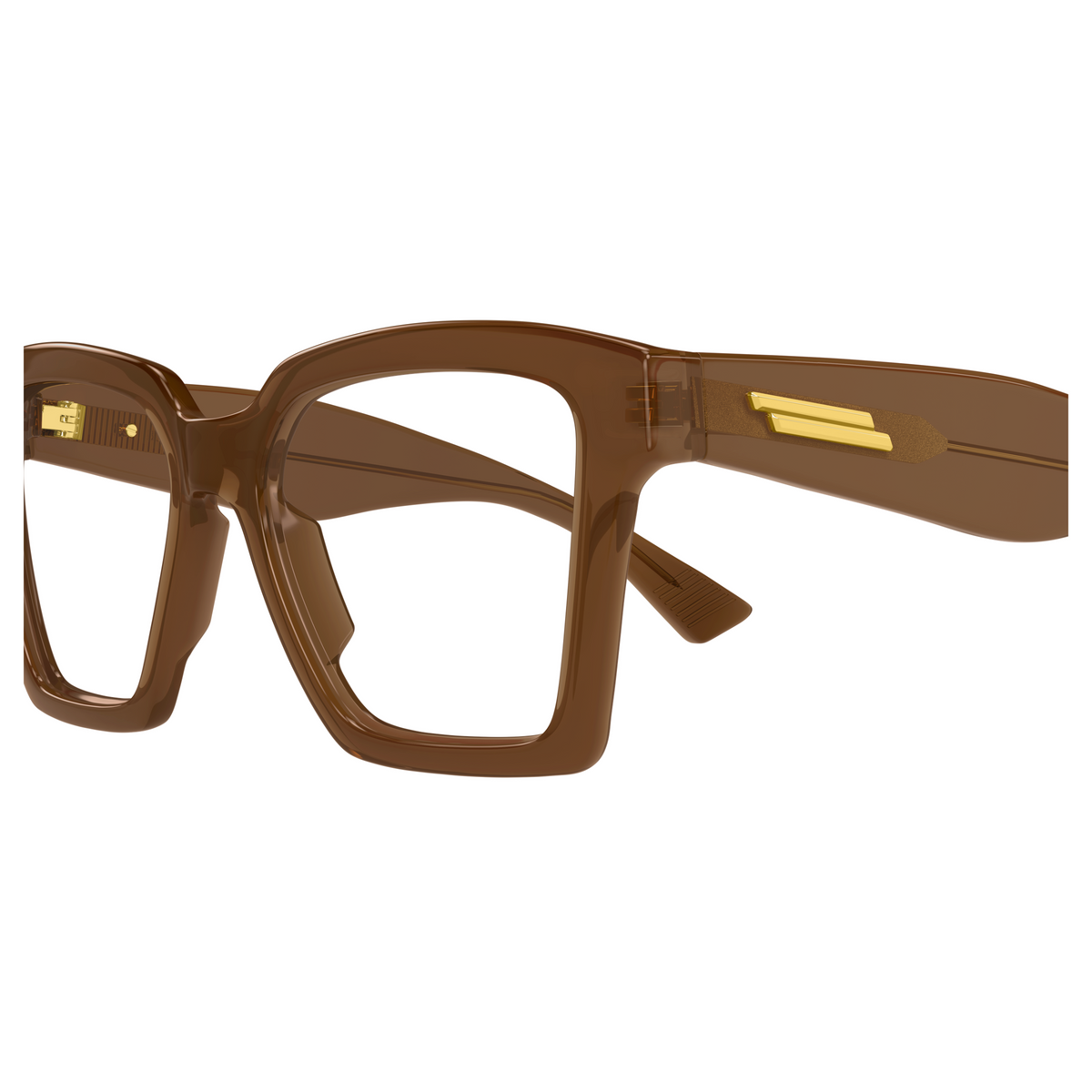 Bottega Veneta BV1458O Brun Caramel 004 en détail des branches - Les Lunettes de Pauline