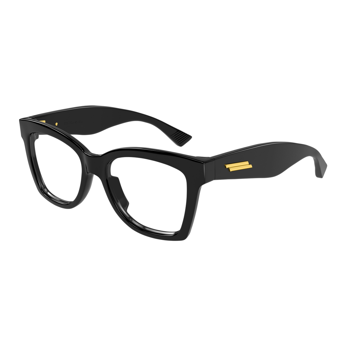 Bottega Veneta BV1459O Noir 001 de trois-quarts - Les Lunettes de Pauline