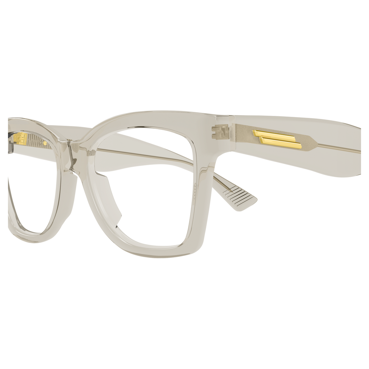 Bottega Veneta BV1459O Beige Cristal 003 en détail des branches - Les Lunettes de Pauline