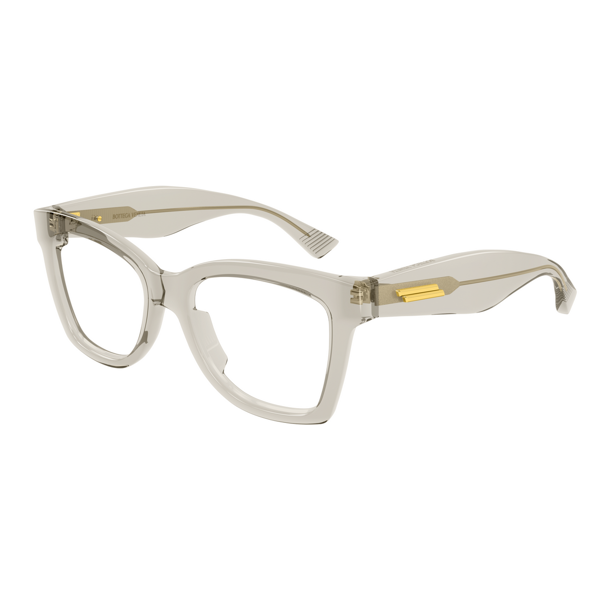 Bottega Veneta BV1459O Beige Cristal 003 de trois-quarts - Les Lunettes de Pauline