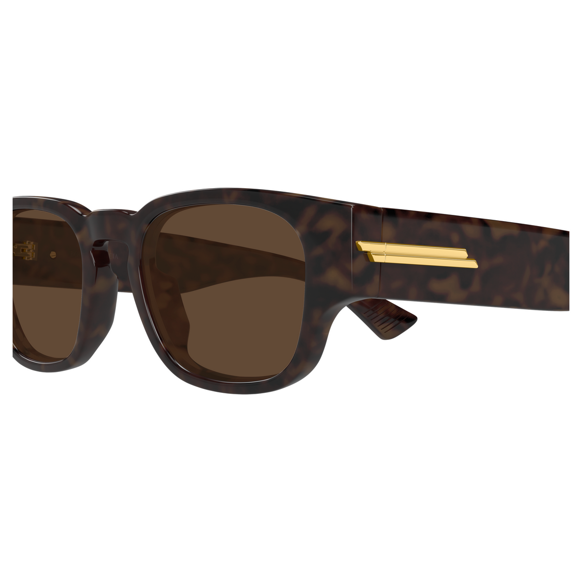 Bottega Veneta BV1460S Écaille Havane 002 en détail des branches - Les Lunettes de Pauline