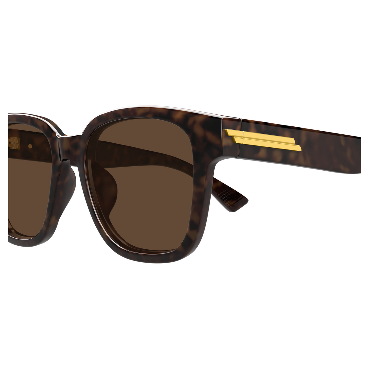 Bottega Veneta BV1461SK Écaille Havane 002 en détail des branches - Les Lunettes de Pauline
