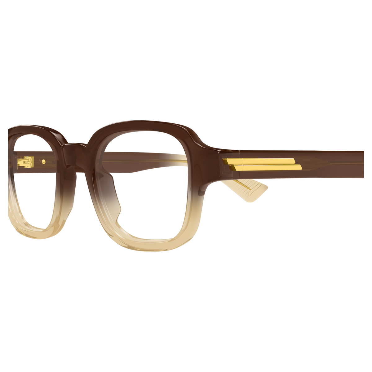 Bottega Veneta BV1462O Brun Dégradé 008 en détail des branches - Les Lunettes de Pauline