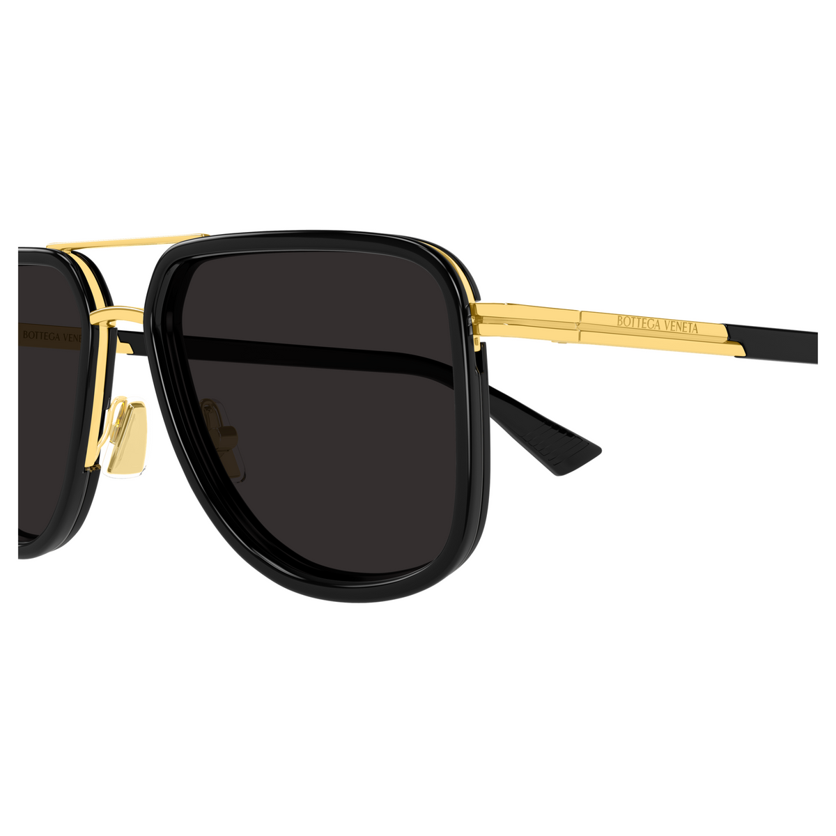 Bottega Veneta BV1463S Doré Verres Gris 001 en détail des branches - Les Lunettes de Pauline