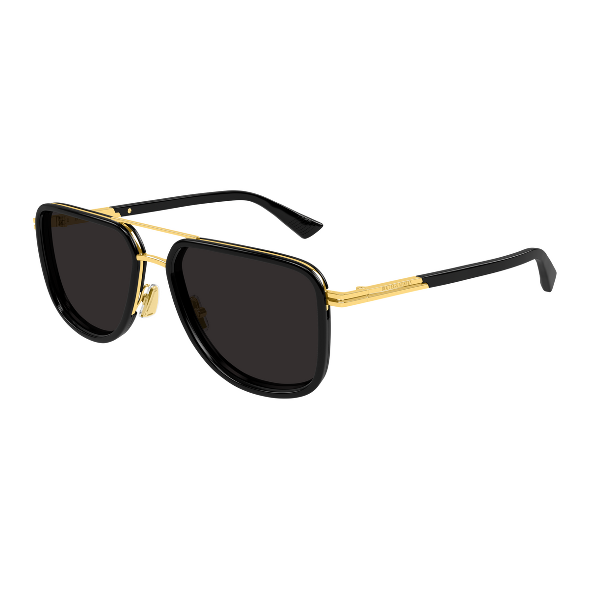 Bottega Veneta BV1463S Doré Verres Gris 001 de trois-quarts - Les Lunettes de Pauline
