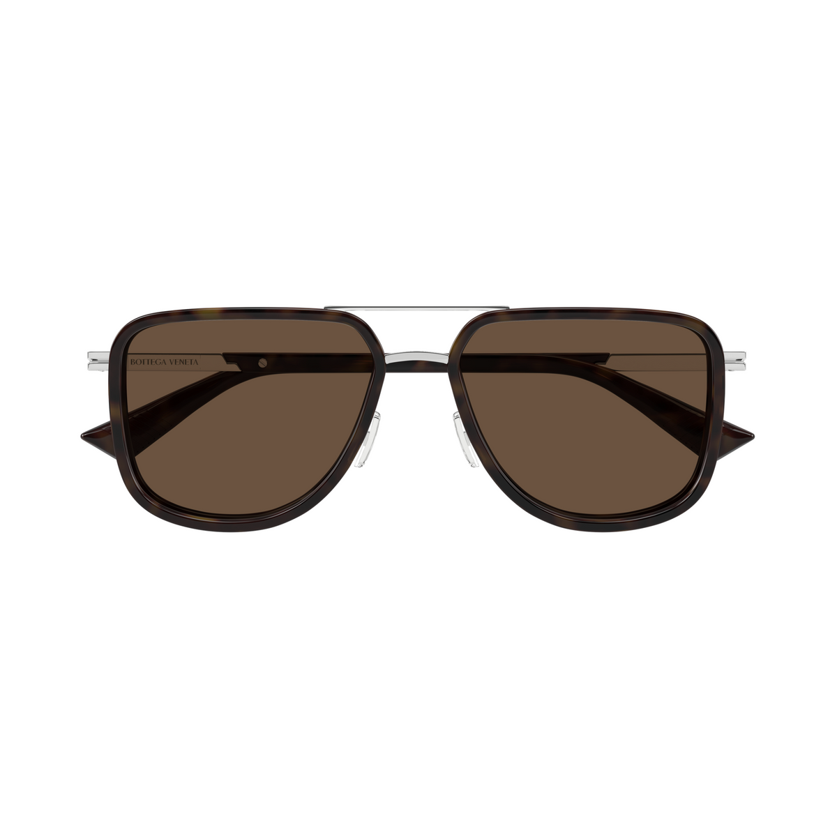 Bottega Veneta BV1463S Argenté Verres Bruns 002 de face - Les Lunettes de Pauline