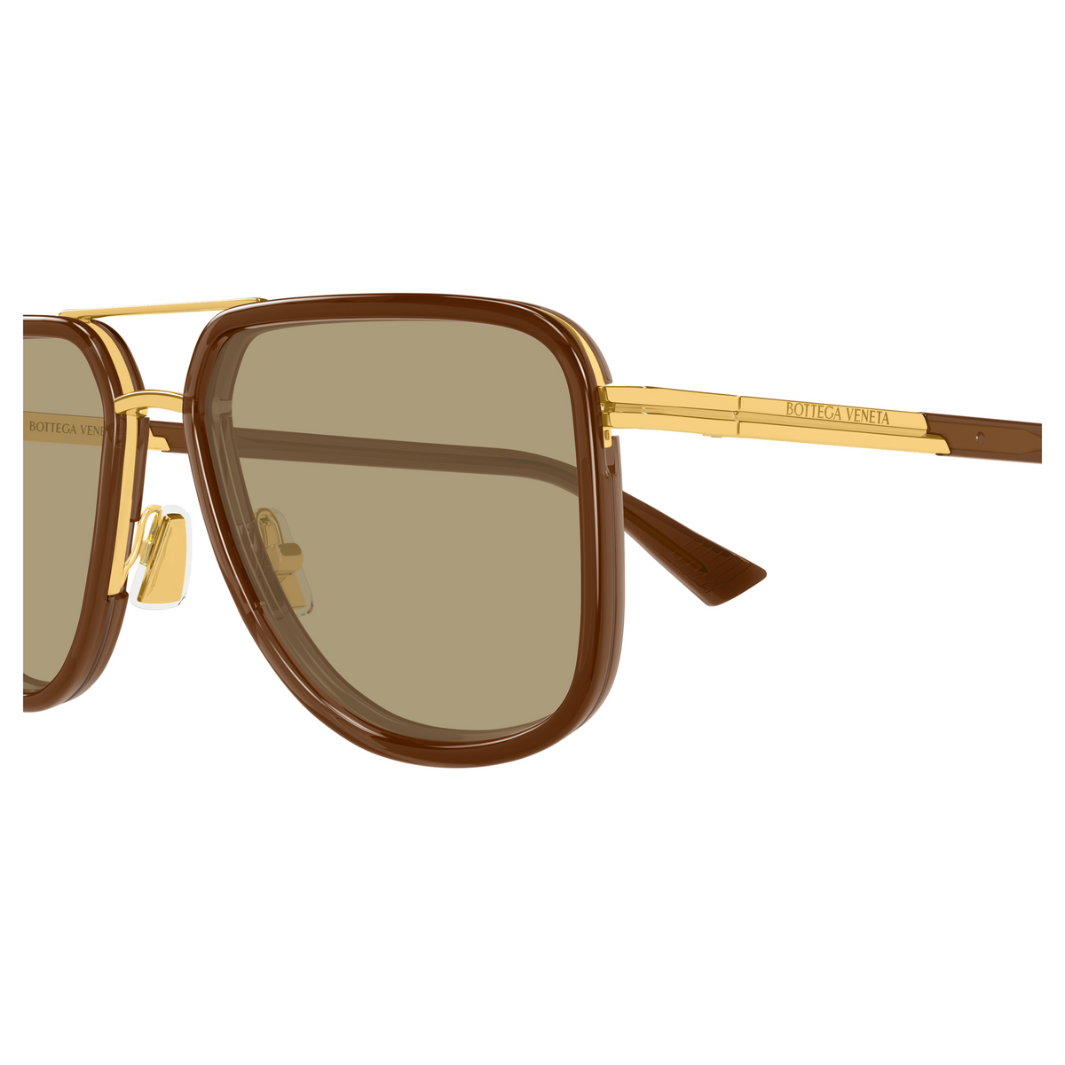 Bottega Veneta BV1463S Doré Verres Bruns 003 en détail des branches - Les Lunettes de Pauline