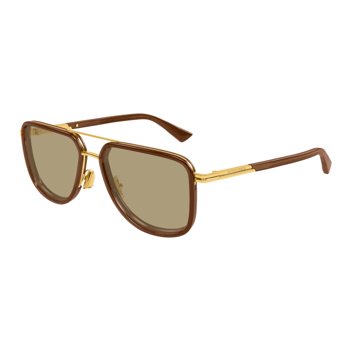 Bottega Veneta BV1463S Doré Verres Bruns 003 de trois-quarts - Les Lunettes de Pauline
